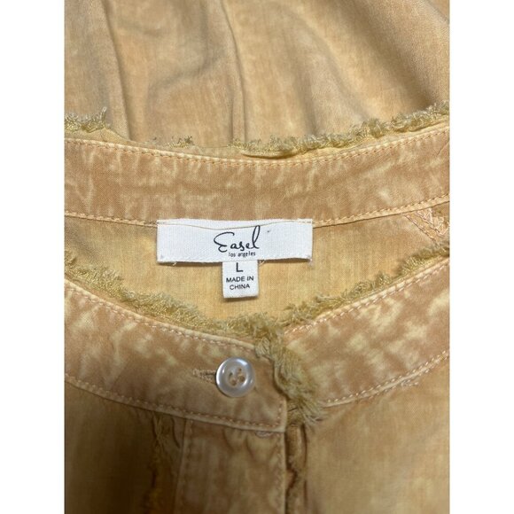 Easel Summer Breeze Mineral Washed Top Frayed Seams Tunic Length Size Large - Picture 11 of 11